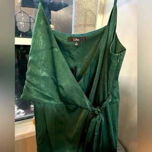 Forest green wrap dress from Lulus